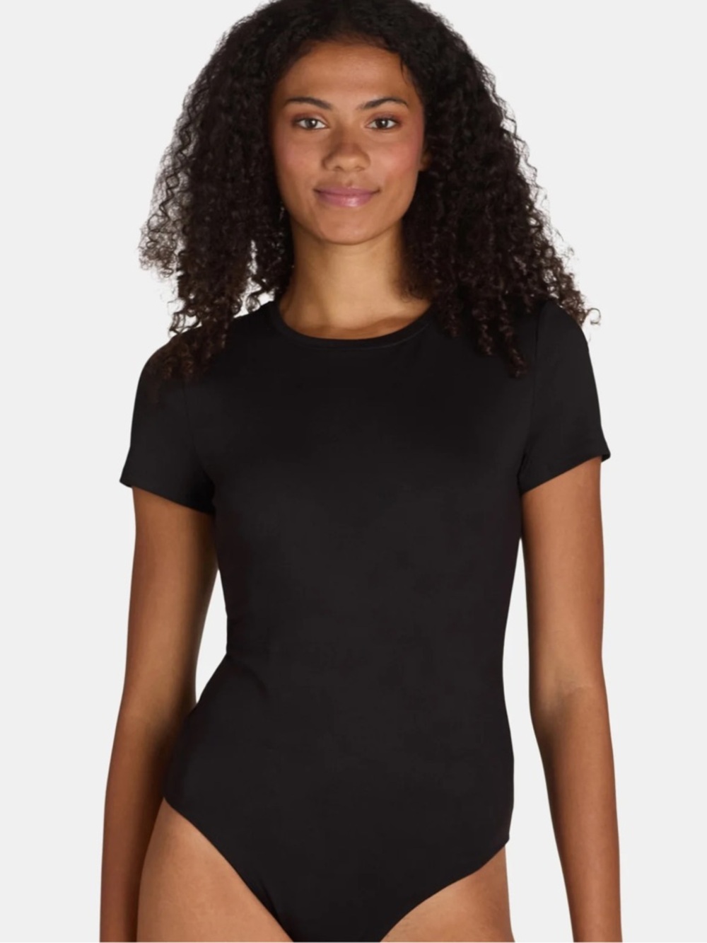 NWT Time & Tru Black Cotton Crewneck Short Sleeve Bodysuit Size XS